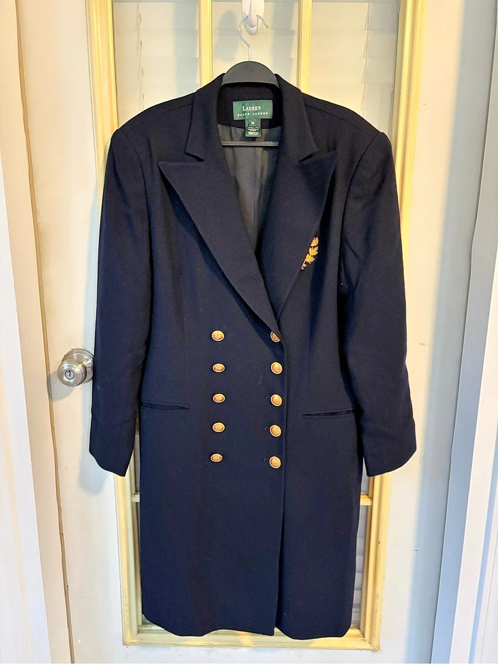 Lauren Ralph Lauren Double-Breasted Crest Coat Navy wool  Double-Breasted Coat